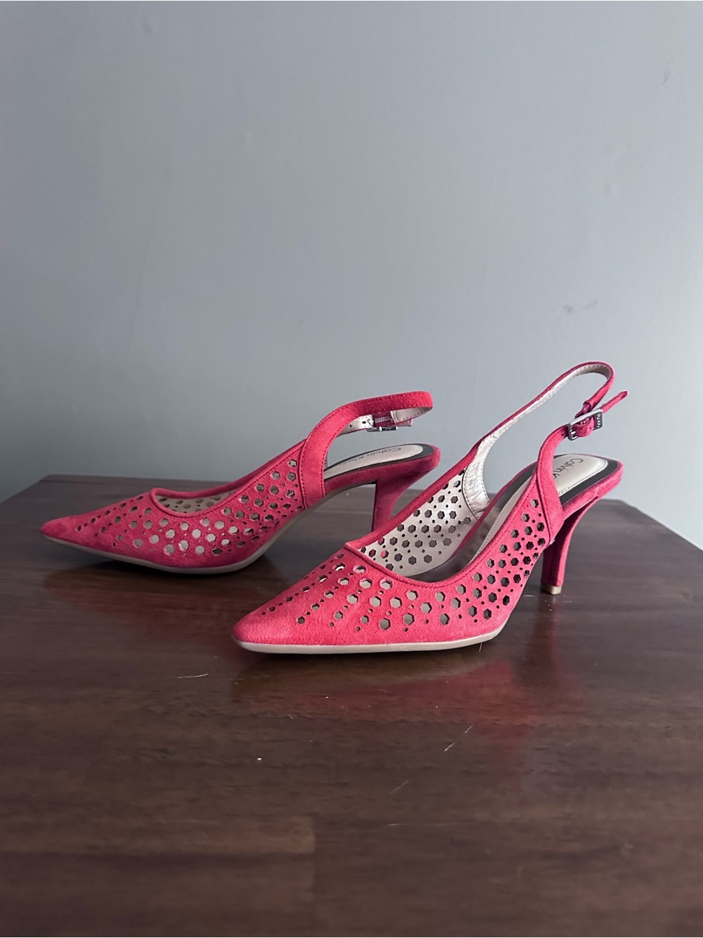 Calvin Klein Slingback Damaris Pumps Size 7 Coral Orange Red Slingback Heels